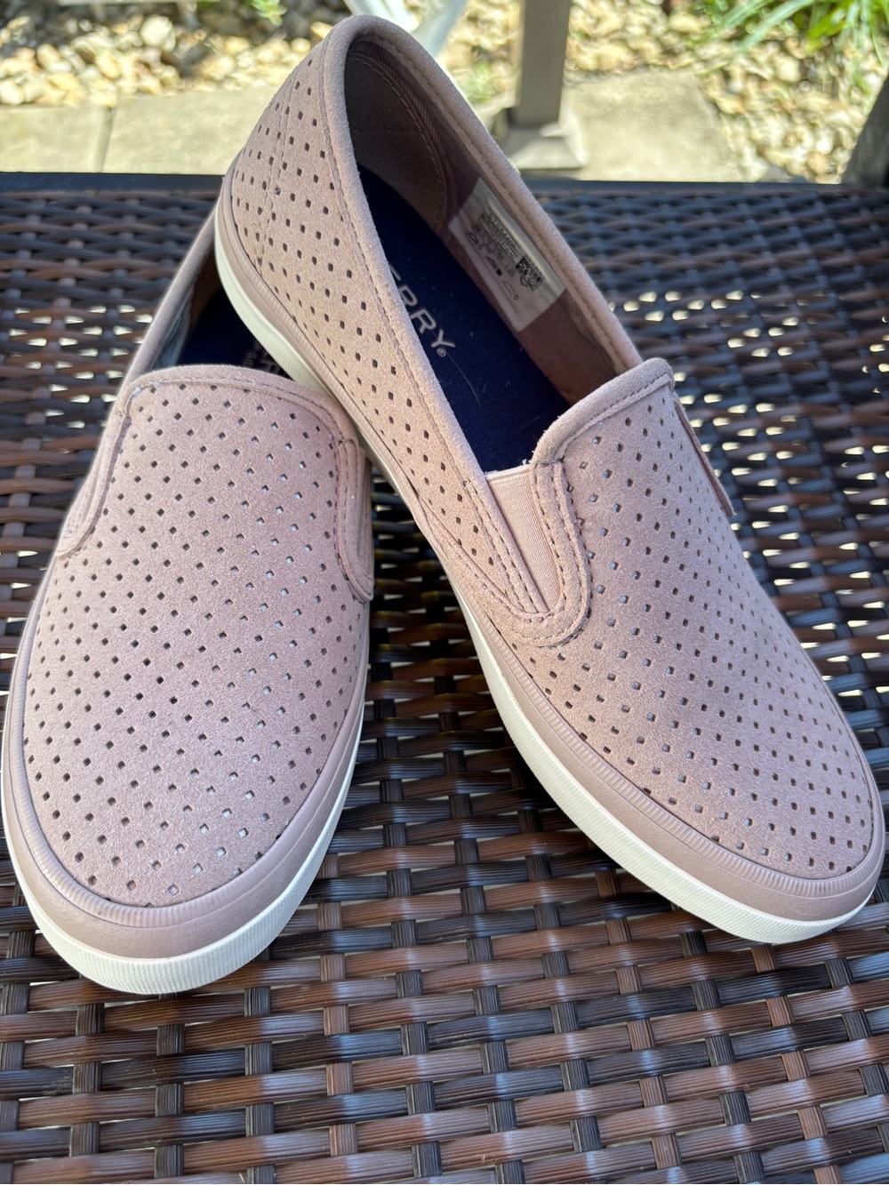 Sperry Women's Top Sider Seaside Perforated Slip-On in Blush Pink Size 6.5
